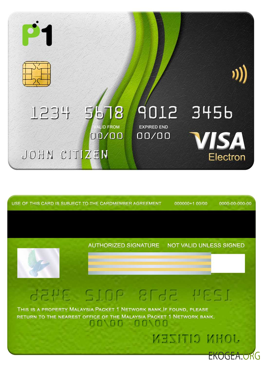 Malaisie Paquet 1 Carte électronique visa bancaire réseau